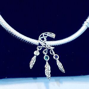 SILVER 925 MOON CATCH-DREAMERS WITH SEMIPRECIOUS STONES CHARM